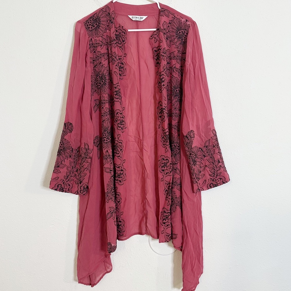 Citron Santa Monica floral open front kimono
